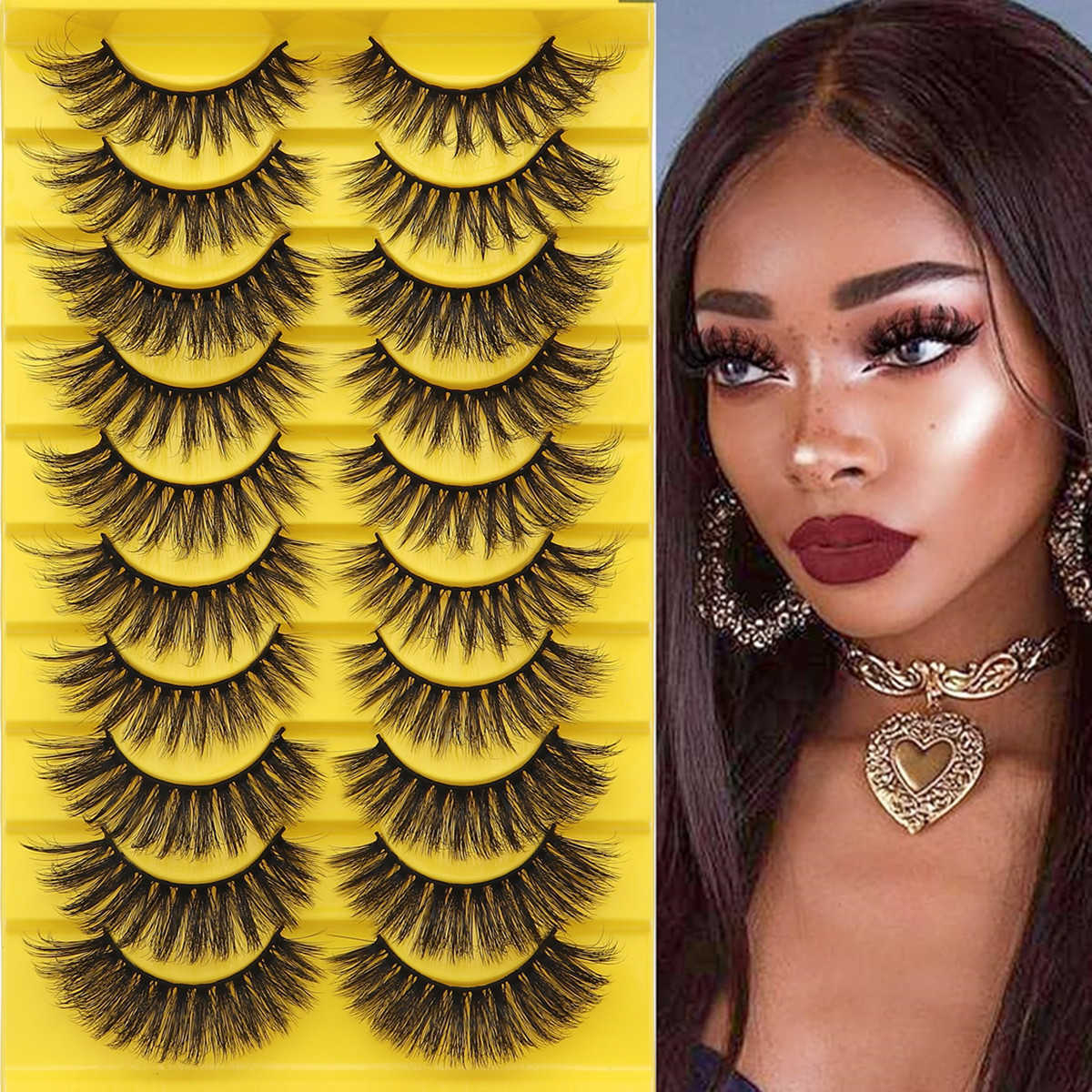 Ten Pair 3D Synthetic Fiber False Eyelash New Product Thick and Exaggerated Natural Curling Eyelash W250324