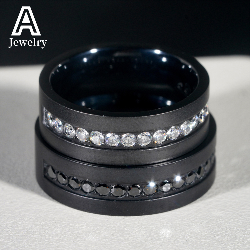 European and American fashion new style stainless steel Moissanite 8/10# Hip Hop rapper trend ring jewelry