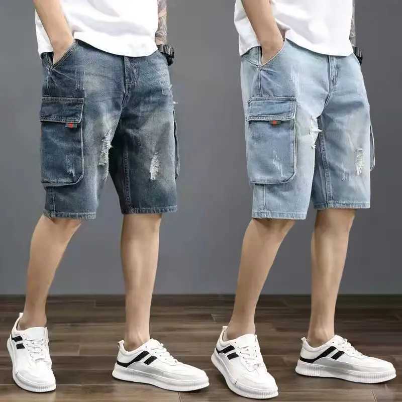 Bermuda Shorts Jeans Pants for Men with Pockets Mens Denim Shorts Cargo Baggy New In Cut Trend 2024 Buttons Retro Luxury Thin Sale T250603