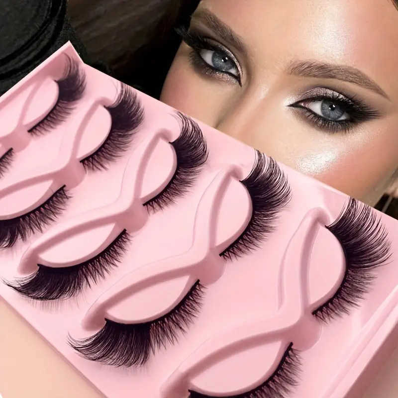 Slant Flying 5-Pair Cat Eye False Eyelash 3D Thick Curling Simulation Eye Tail Stretching Fox Series Eyelash W250324