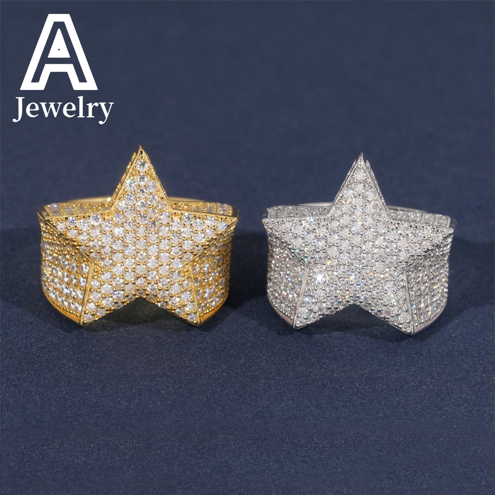 Luxury Fine Jewelry Rapper Fashion Iced Out Top Quality Hip Hop Star Silver 925 Moissanite Ring for men