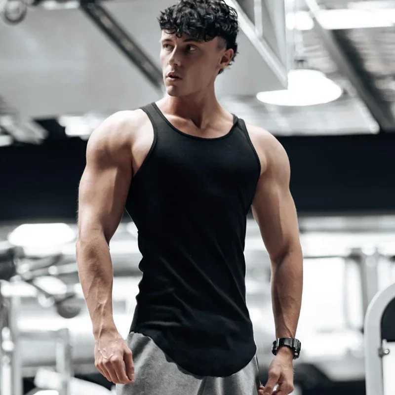 2024 high-quality breathable gym mens fitness running ice black tight fiber shirt fitness upper body mens M-3XL X250324