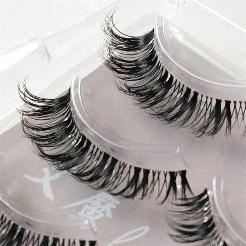 Dense curled single line thin stem transparent stem fake eyelashes whole 3D layered elongated tail of the eyes imitating mink fur W250324