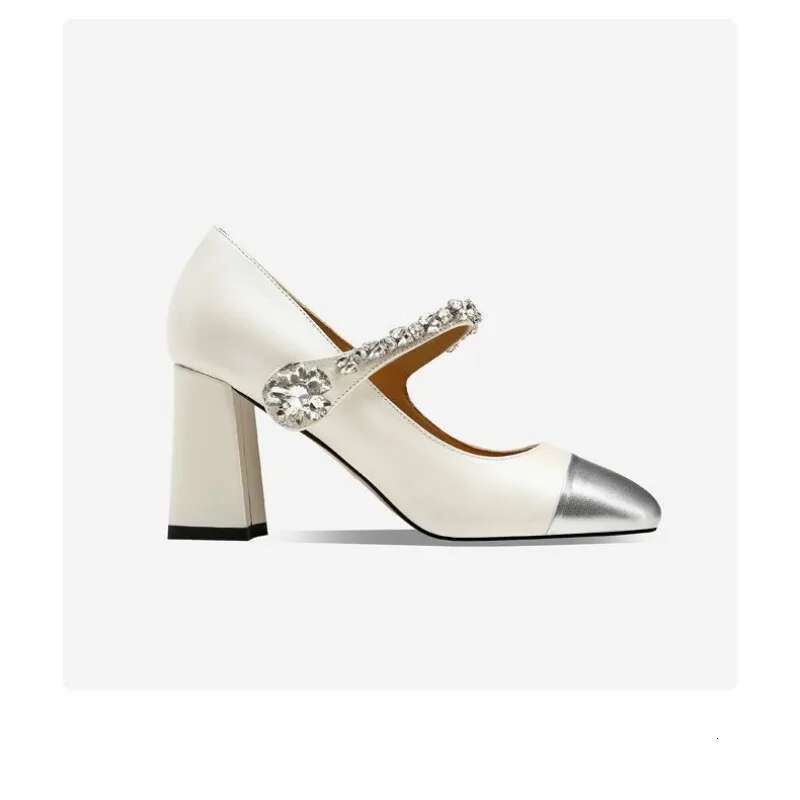 2025 New Leather Sweet Shallow Mouth Square Head Thick High Heels High Heels Designer Fashion Women's Shoes