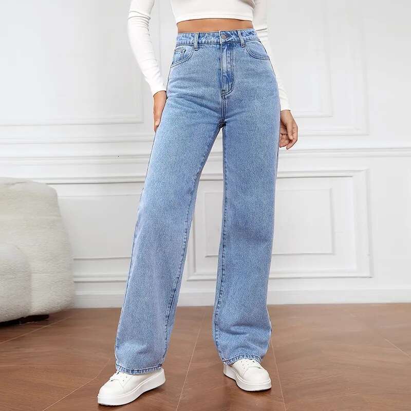 High Waist Slim Fit Straight Leg For Women 2025 New Cross-Border Straight-Leg Denim Slimming Long Jeans