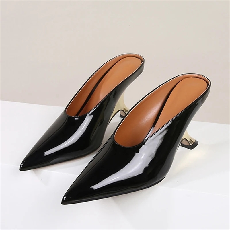 Eilyken Pointed Toe Women Slippers Shoes Shallow Wedges High Heels Banquet Mule Zapatos De Mujer 250322
