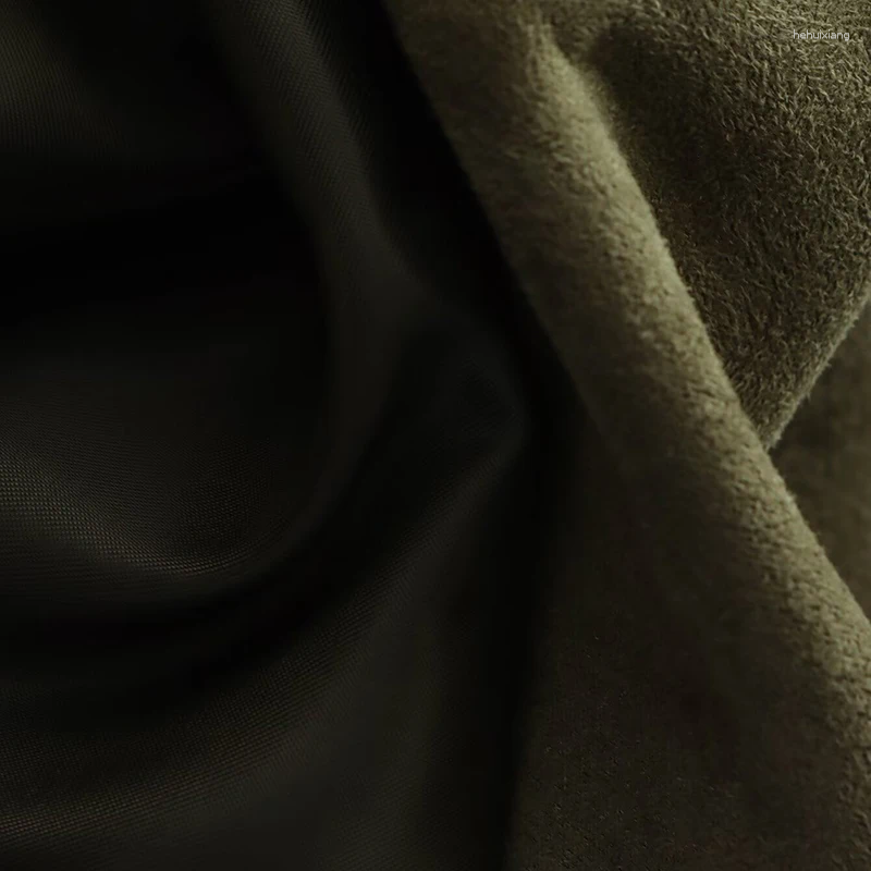 Women's Jackets Green Suede Jacket Women Lapel Zipper Long Sleeve Pockets Bomber Coat 2025 Spring Autumn Lady Loose Motorcycle Outwears