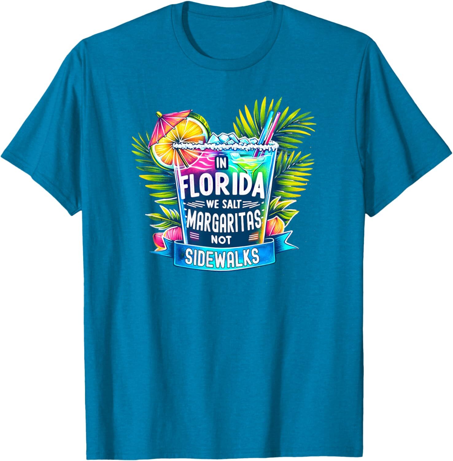 T shirt for Mens In Florida We Salt Margaritas Not Sidewalks Funny Florida Graphic Tee Casual Tops Clothes Short sleeve fashion