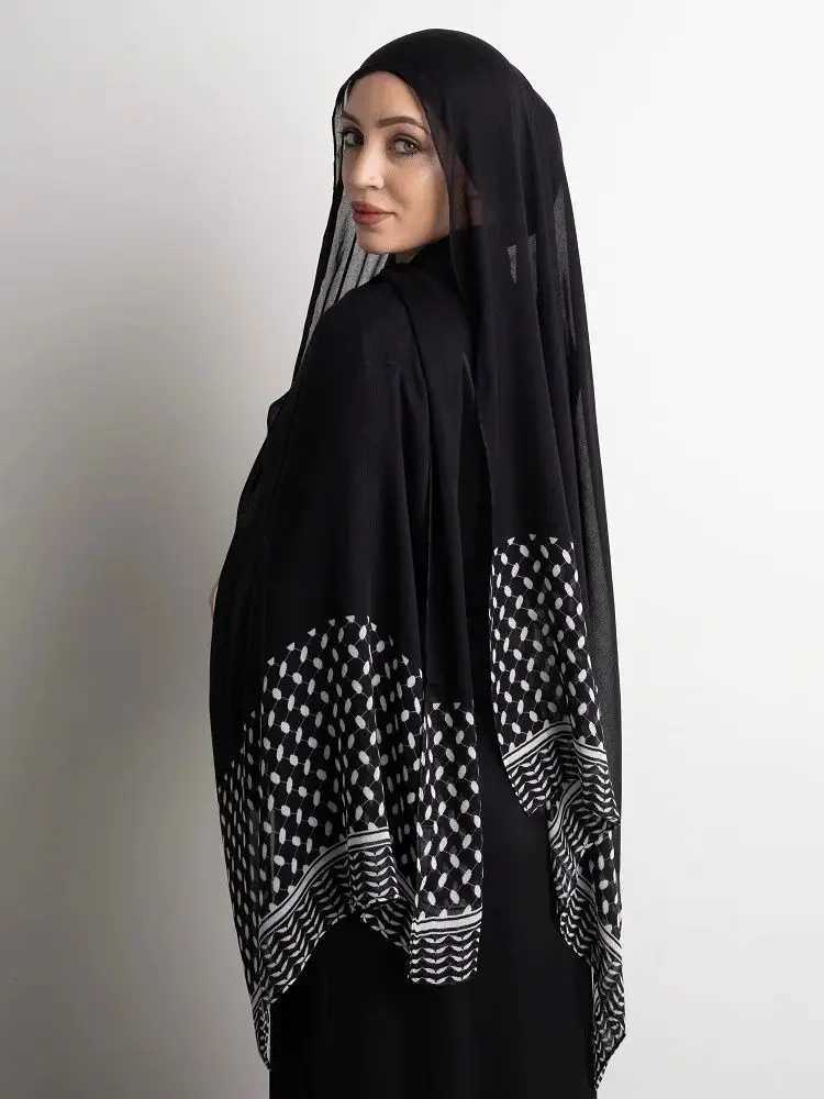 New Kuffiyeh Printed Chiffon Headscarf Breathable Soft Large Size Fashionable Forward Scarf Shawl Muslim Headscarf Shawl Ramadan X250324