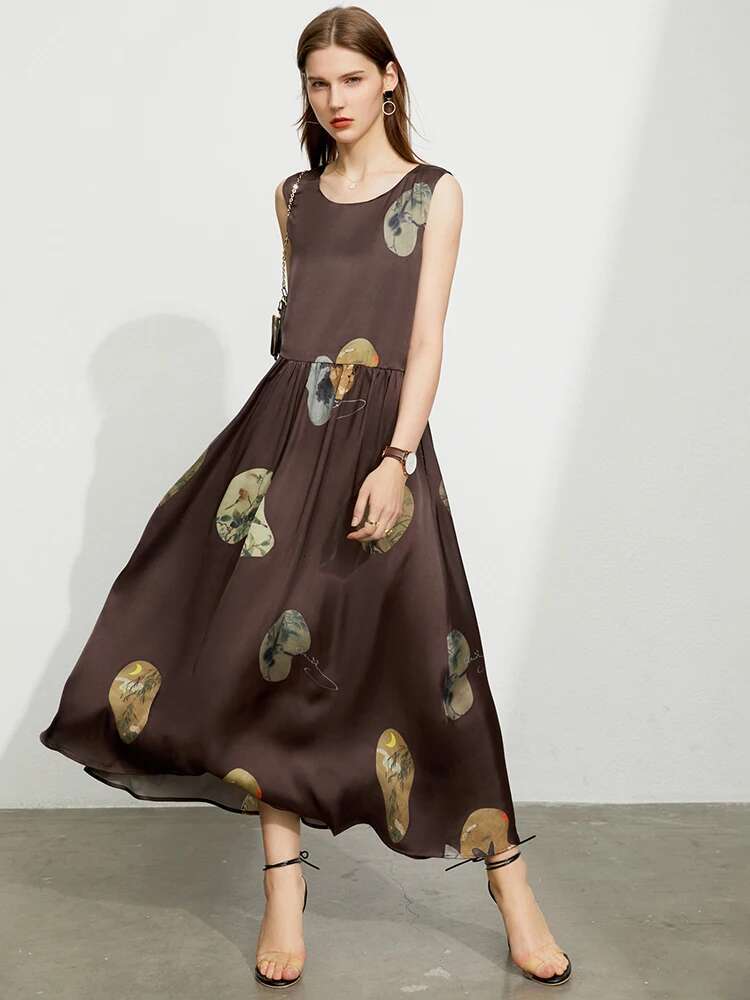 AMII Minimalism for 2023 Spring Summer Dress Pullover Printed Chinese Style Ae Vestidos Women Clothing 12342287