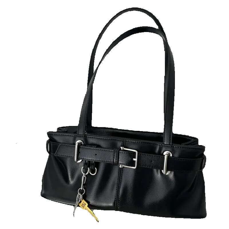 UKF New Retro Versatile Underarm Shoulder Square Horizontal Handbag Wide Belt Strap Design Motorcycle Bag