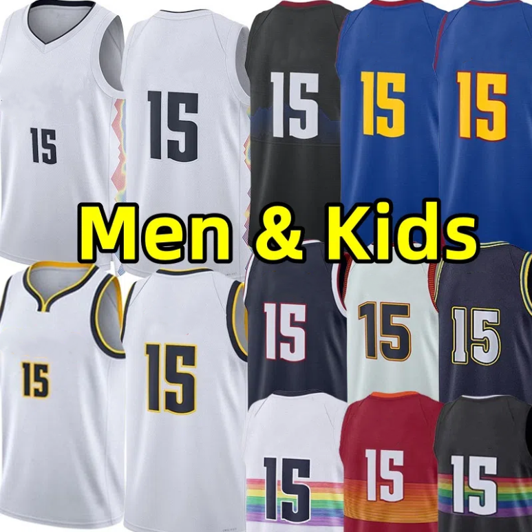 Stitched 15 Nikolaa Jokic Basketball Jerseys Men Kids Youth City Jersey Edition adult children Wear vest