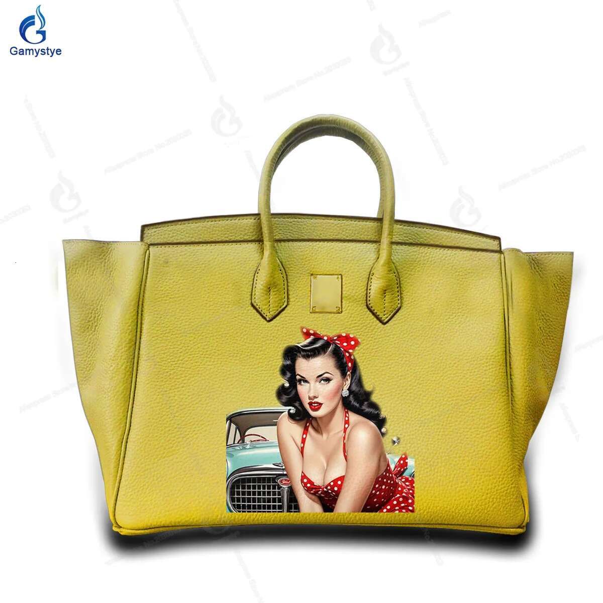 Printed Car Art Bags Women Handbag And Purses Girl Greatest Fashion Accessories Designer Ladies Tote Perfect Really Leather Cow