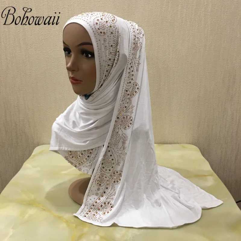 BOHOWAII Diamond Jersey Headband Scarf Muslim Fashion Turbine Women African Muslims Wrap Arab Trkiye Headband X250324