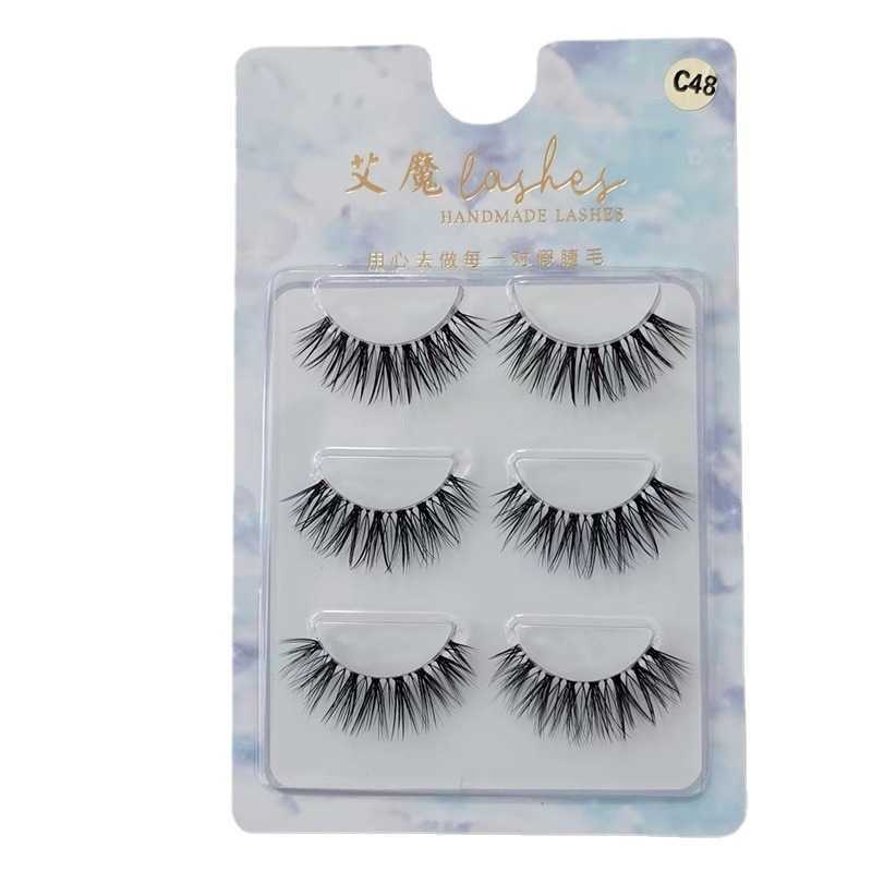Transparent stem thick eyelashes crossed eye tails elongated makeup fine stem soft and invisible mixed race C48 W250324
