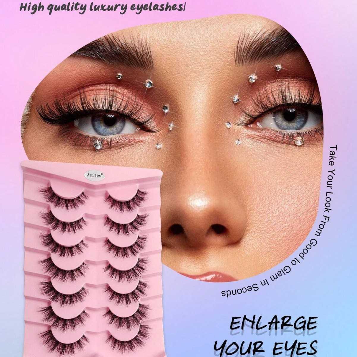 Wind natural transparent stem clustered eyelashes a whole thick false eyelash clustered cos W250324