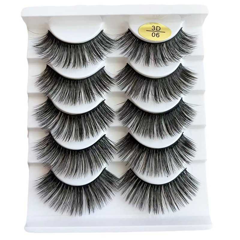 5-Pair 3D False Eyelash Natural Thickening 3D Multi Layer Hard Meme Stage Exaggerated False Eyelash W250324