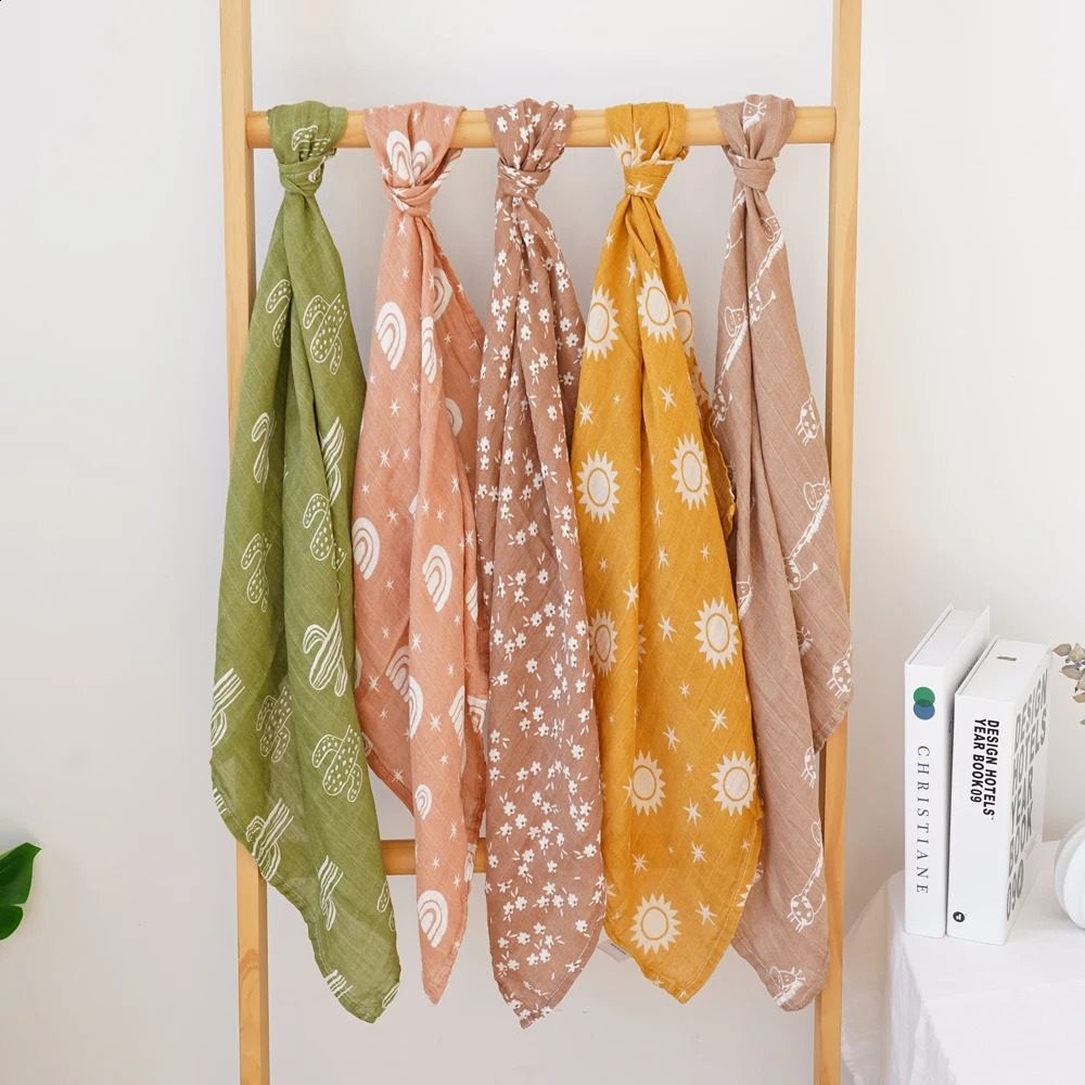 4/5 pieces of 60x60cm soft baby bib bamboo cotton denim comfortable baby scarf plain weave blanket 250324