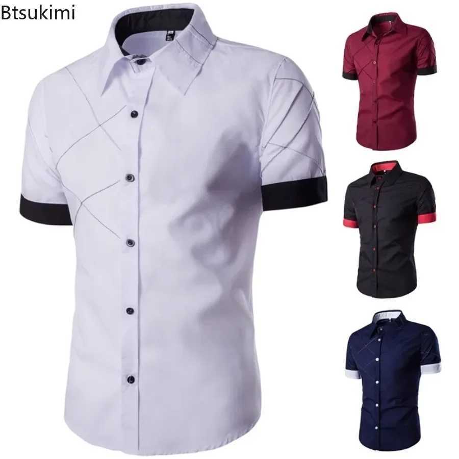 Fashionable business style mens casual short sleeved shirt comfortable cotton basic social formal shirt 2025 mens high-quality shirt X250324