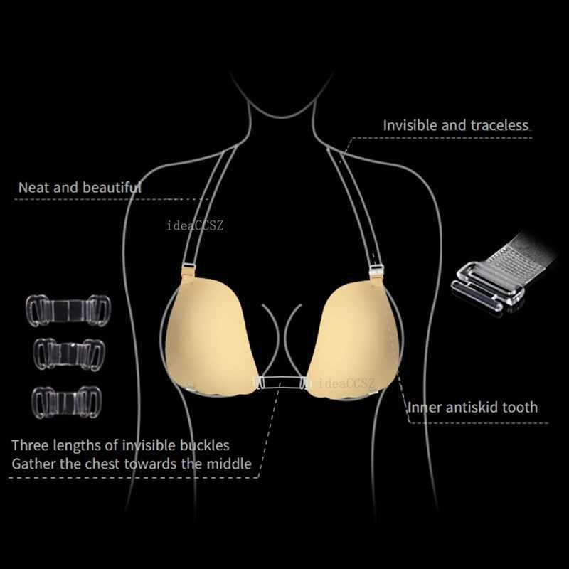 Reusable strapless self-adhesive silicone underwear suitable for womens invisible push up bras strapless lifting wedding underwearXJ250324