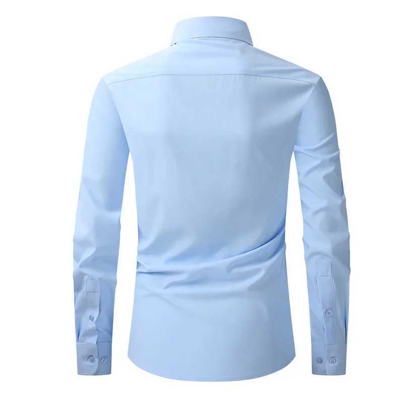 2024 wrinkle resistant elastic ultra-thin elastic suitable for mens business dress basic long sleeved mens social formal shirt US size S-2XL X250324