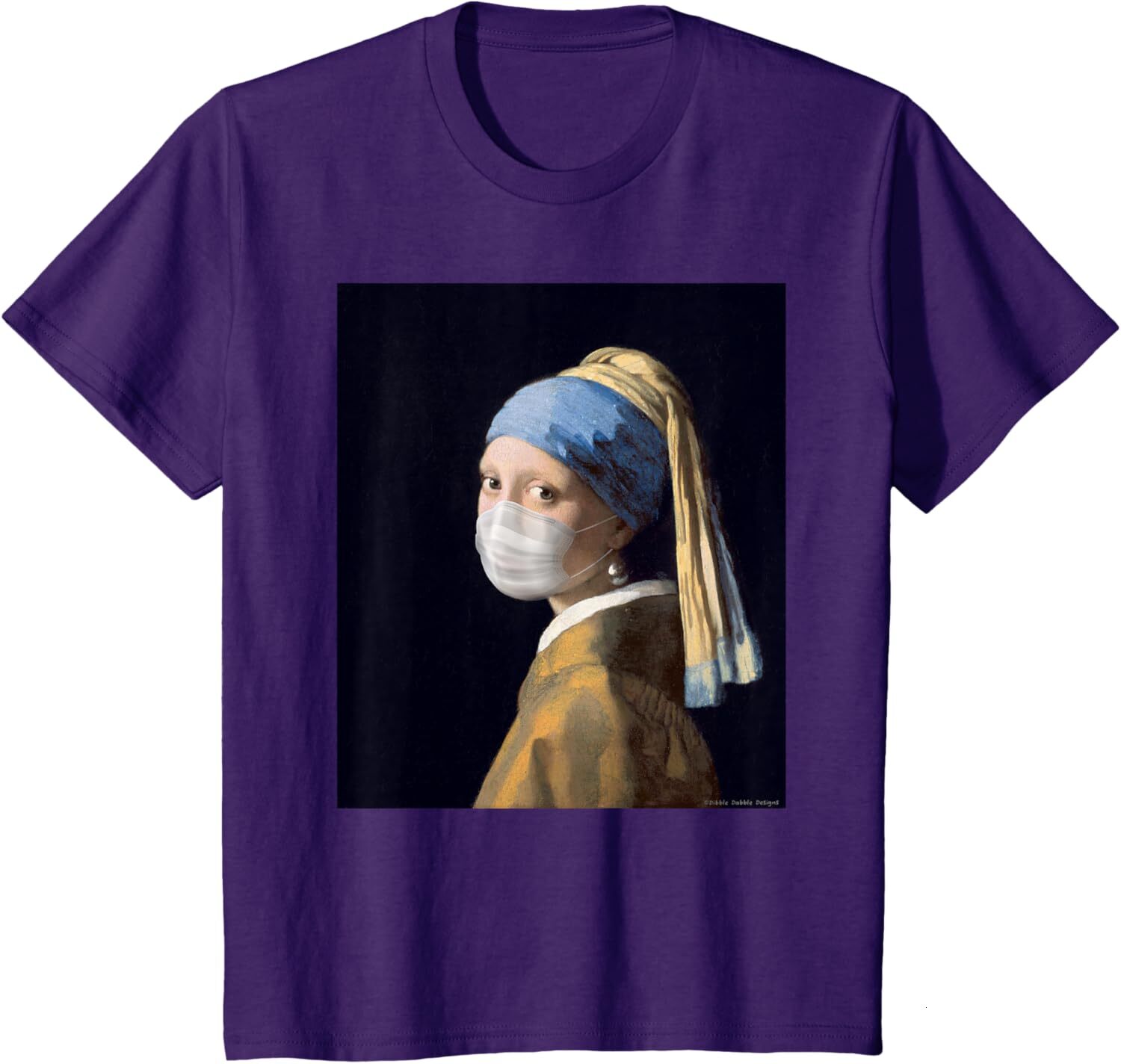 T shirt for Mens Famous Painting Girl with a Pearl Earring Wearing Mask Graphic Tee Casual Tops Clothes Short sleeve