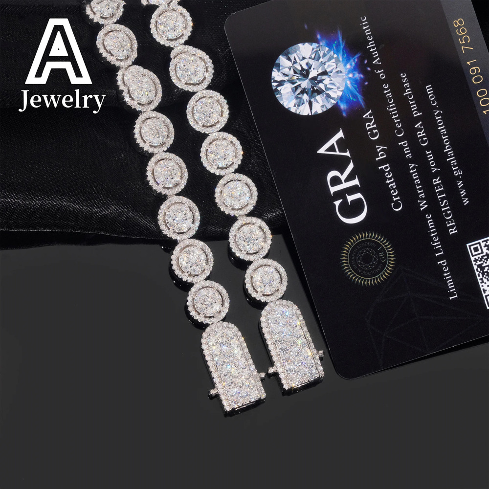 High Quality Fine Jewelry Sparkle Iced Out 10mm Flower 925 Sterling Silver Diamond Moissanite Bracelet