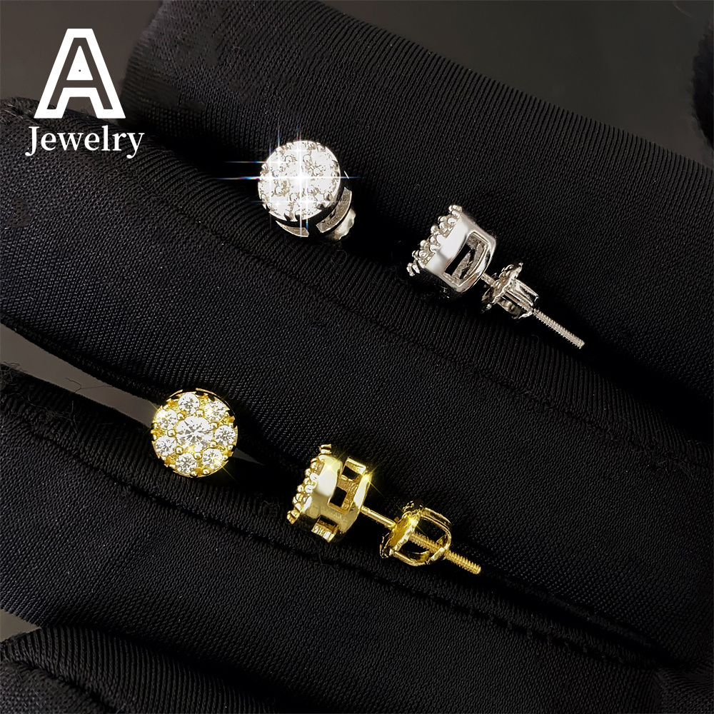 Best-selling s925 sterling silver VVS round Mossan earrings exquisite earrings for men and women in Europe and America