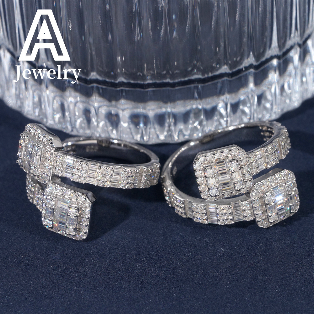 Fashion jewelry 925 sterling silver vs Moissanite hip hop mens and womens ring cross-border promotion products