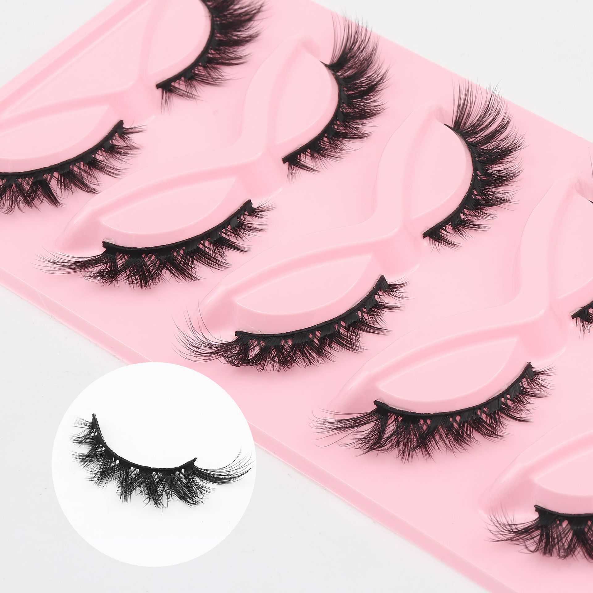 5 pairs of cats eye thick V small flower curl cross style fox false eyelashes COS mixed blood female group eyelashes W250324