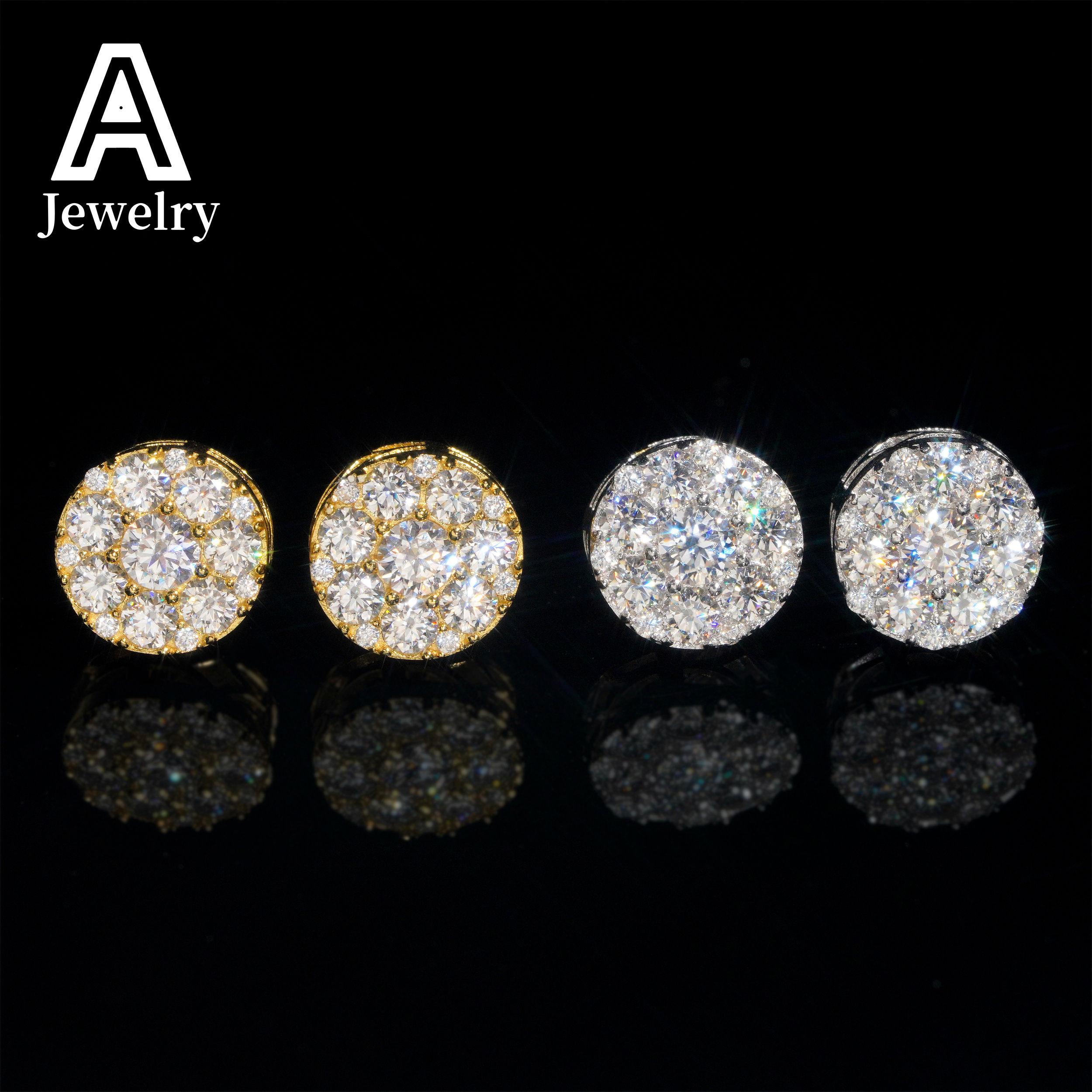 Pass Diamond Tester VVS Moissanite Earrings 925 Sterling Silver Jewelry Square Shape Diamond Studs Screw Back Hip Hop Earrings