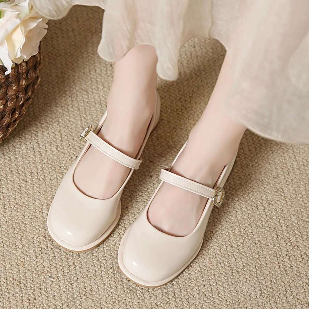 Pumps New Mary Jane Big Size Belt Buckle Small Leather for Women Thick High Heels Shoes