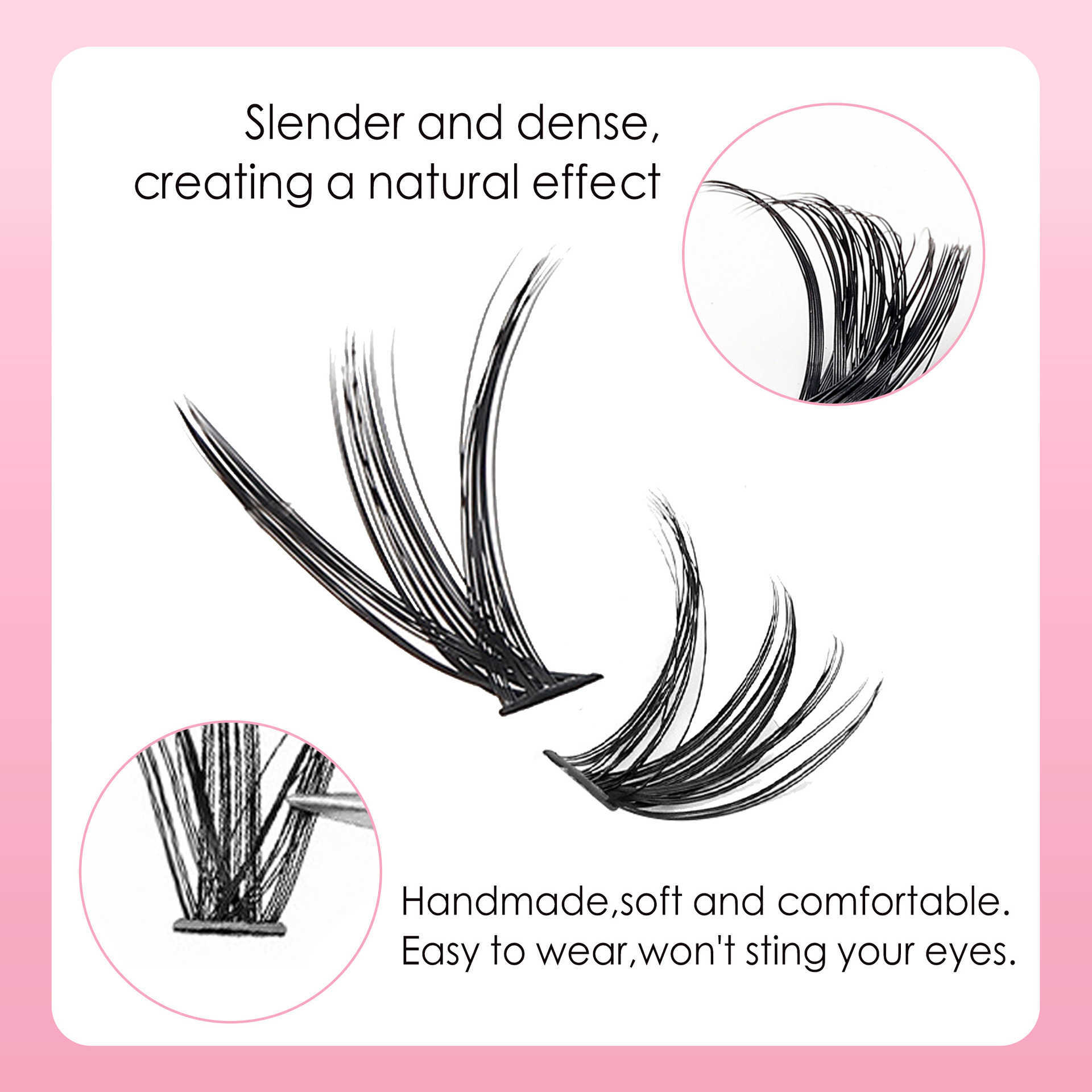 DIY large capacity eyelash cluster thick and curled eyelashes self grafting flat vacation eyelashes W250324