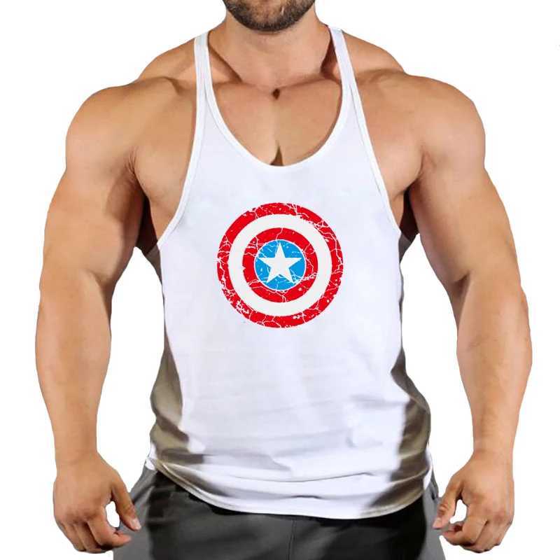 Summer fashion trend fitness vest mens fitness gym clothing fitness printed cool shirt running casual comfortable vest X250324