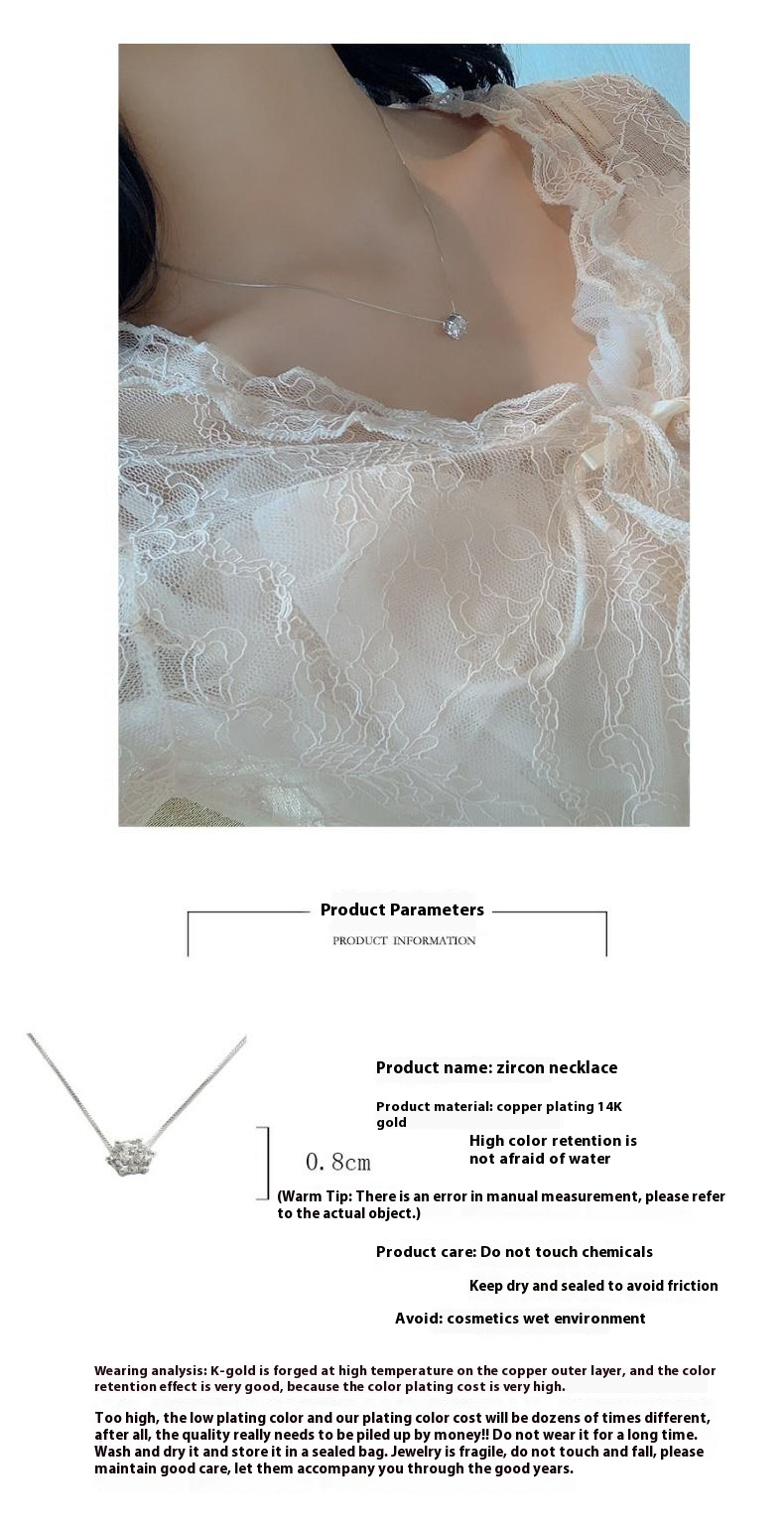 S925 silver single diamond necklace female Korean simple temperament flash diamond collarbone chain fashion pendant gift