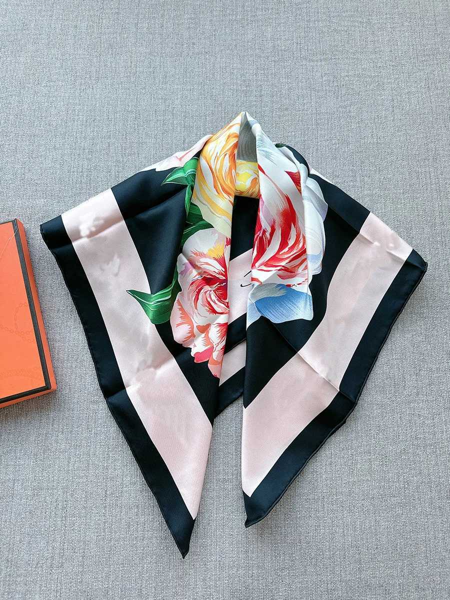 Rose printed silk scarf headscarf shawl Mberry Silk 90 90 summer scarf X250324