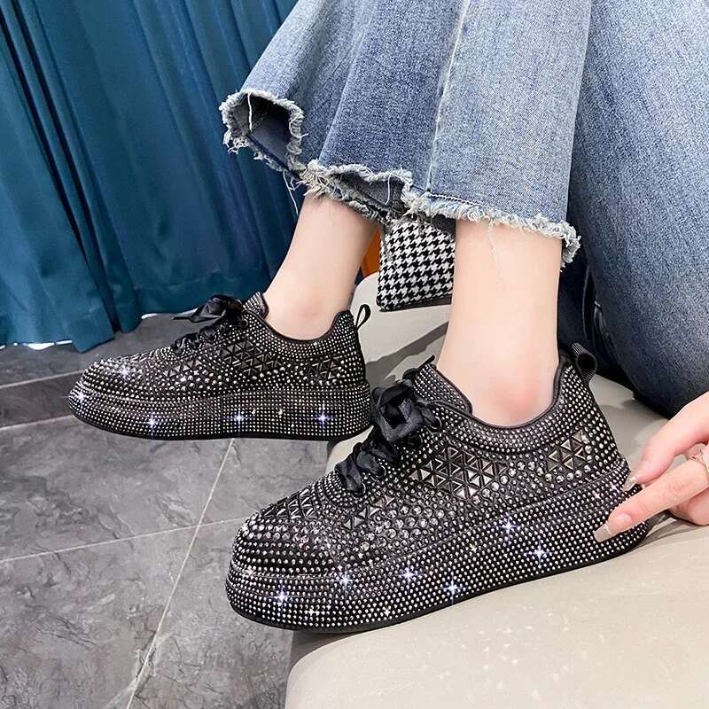 2025 New Shining Dia Sports Thick Bottom Designer Fashion Leisure Vulcanized Flat Shoes