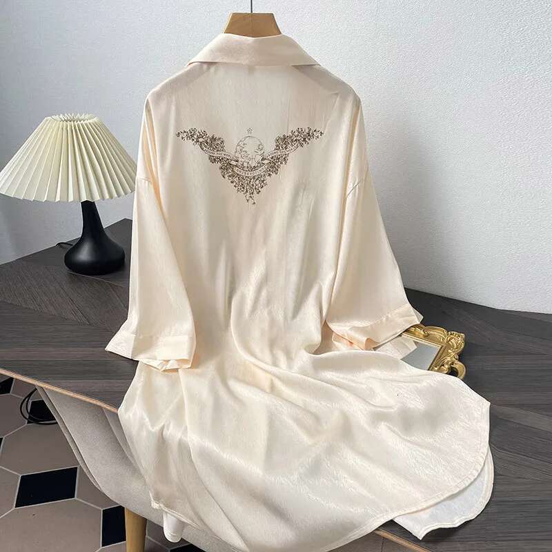 Sexy Print Wer Sleepshirt Nightdress Summer Female Sleepwear Nightgown Gerie Casual Home Wear Loungewear Satin Nightwear