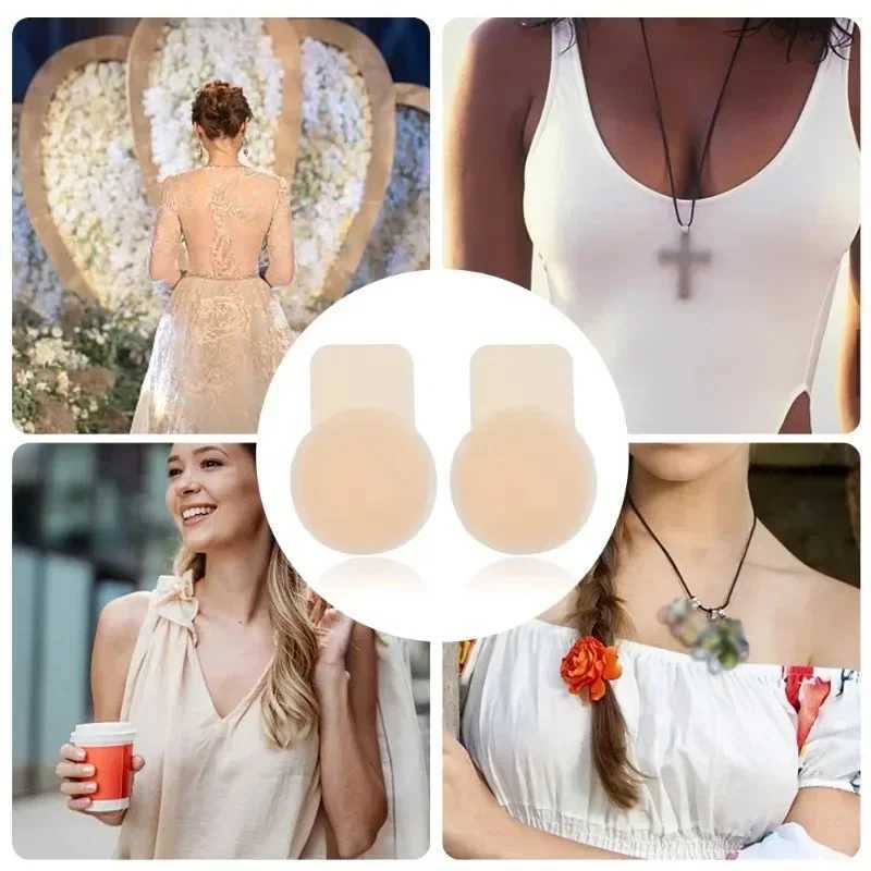 2 pieces of silicone lifting cushion cover reusable womens invisible lifting bra sticker bra breast pastry strapless adhesive braXJ250324