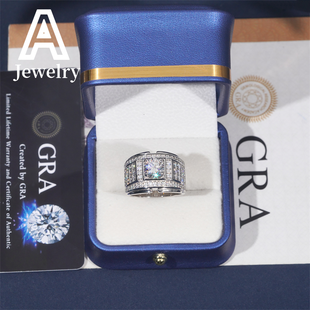 Boutique Fashion Ring Platinum Gold Moissanite Personality Ring 925 sterling silver Hip Hop jewelry passed the test