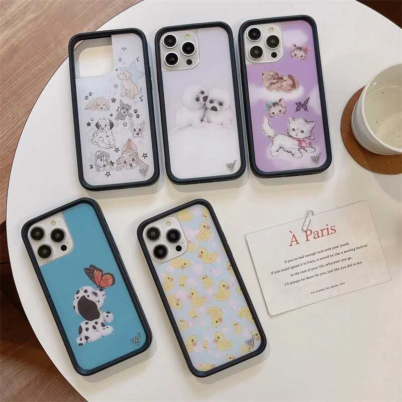Wildflower Cartoon 3D Cute Dog Cat Anti-Fall Phone Case for iPhone 15 14 13 16 Pro Max WF Pet Duck Shockproof Cover Z250324