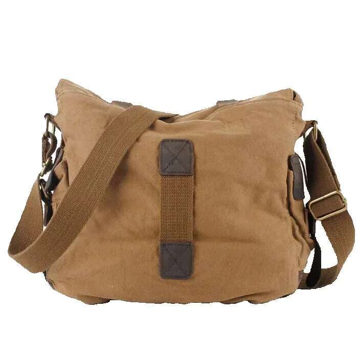 Men's Women's Casual Vintage Canvas Leather Cotton Rucksack Mountaineering Messenger School Shoulder Bag