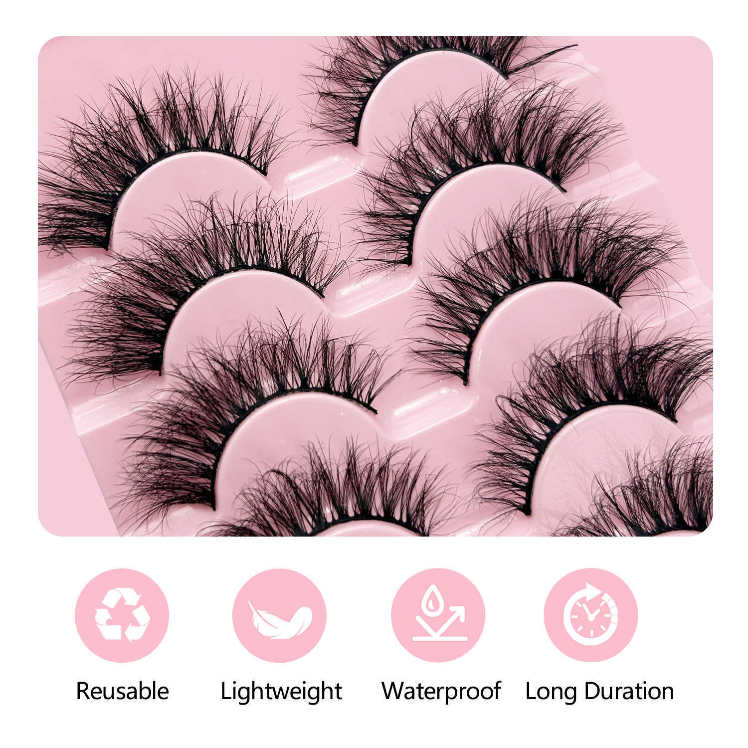 7 pairs of striped eyelashes curled up slender messy explosive thick exaggerated false eyelashes W250324