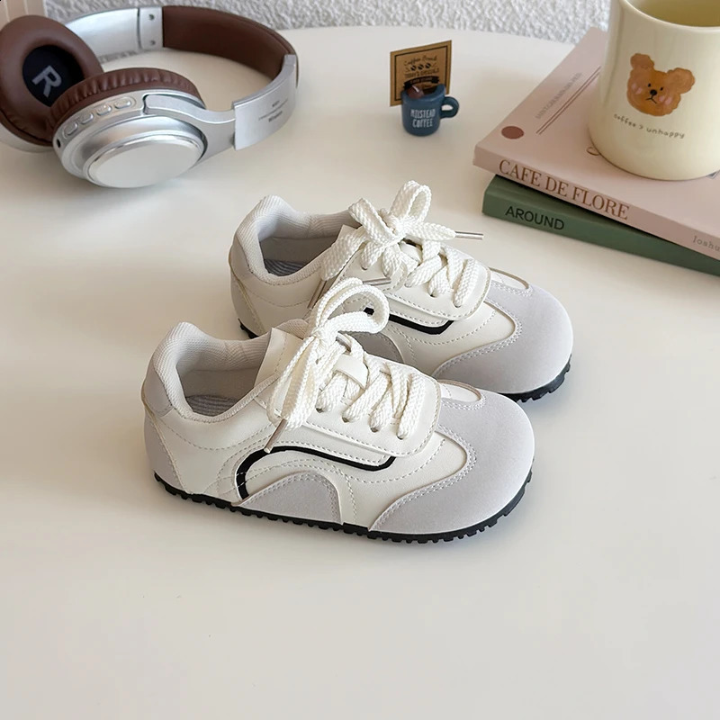 unisex childrens sports shoes for girls patch work trend boys waist school running sports shoes beige gray 250324