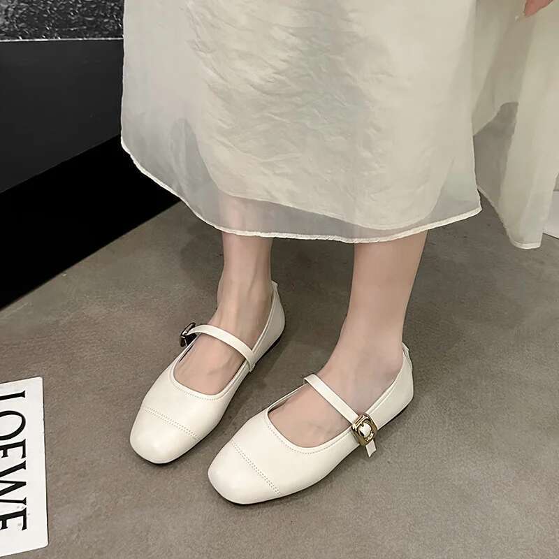 Spring/Autumn Fashion Buckle Single Women's Solid Color Model Square Toe Beautiful Casual and Comfortable Loafers atos