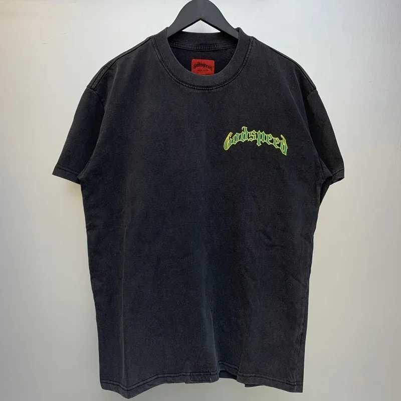 EU Sell Well Fashionable Brand GOD SPD T-shirt Masked Mysterious Person Brand Letter Printing Casual Short Slip Top X250324