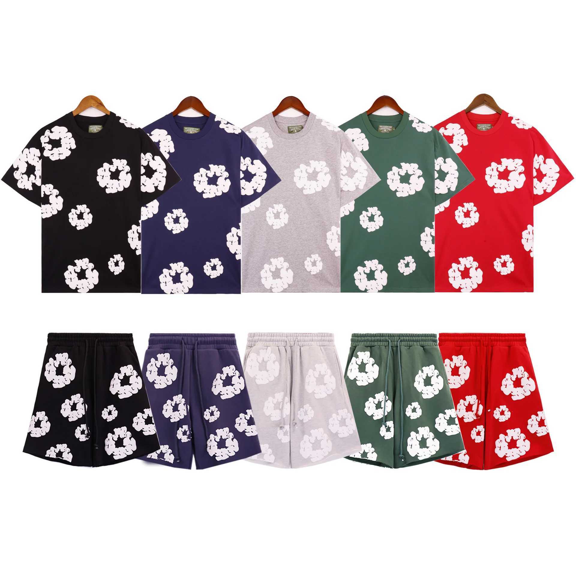 New Fashion Mens Womens Same Kapok Foam Printing Short-sLeeved T-shirt with ShortsT250324