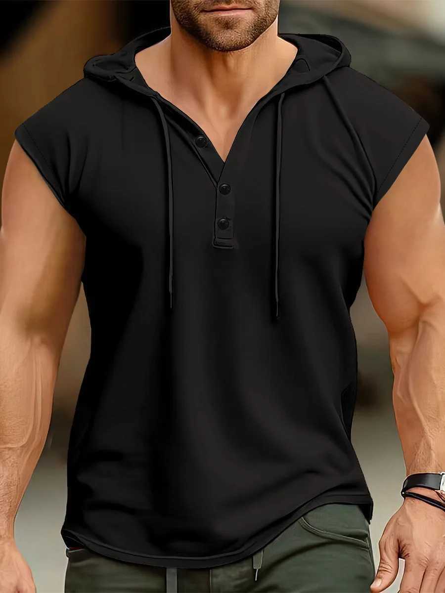 Summer mens tank top European and American mens hooded sweatshirt skydiving mens casual sports thin breathable sleeveless vest top X250324