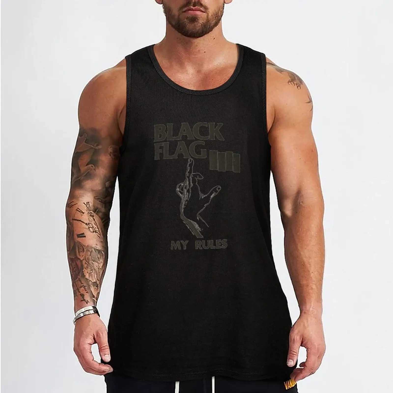 Black Flag Tank Summer Mens Top Sportswear Mens Gym Training Accessories X250324