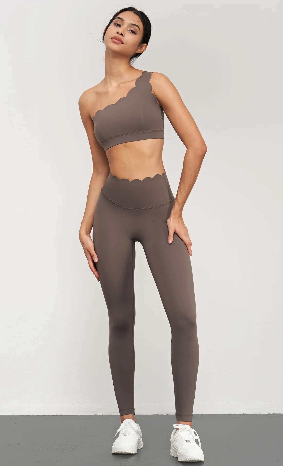 Sexy Solid Color Soft Gym Yoga Set Women Suit High Waist Legging Single Room Petal Sports Bra 2Pc Workout Comprehensive Training